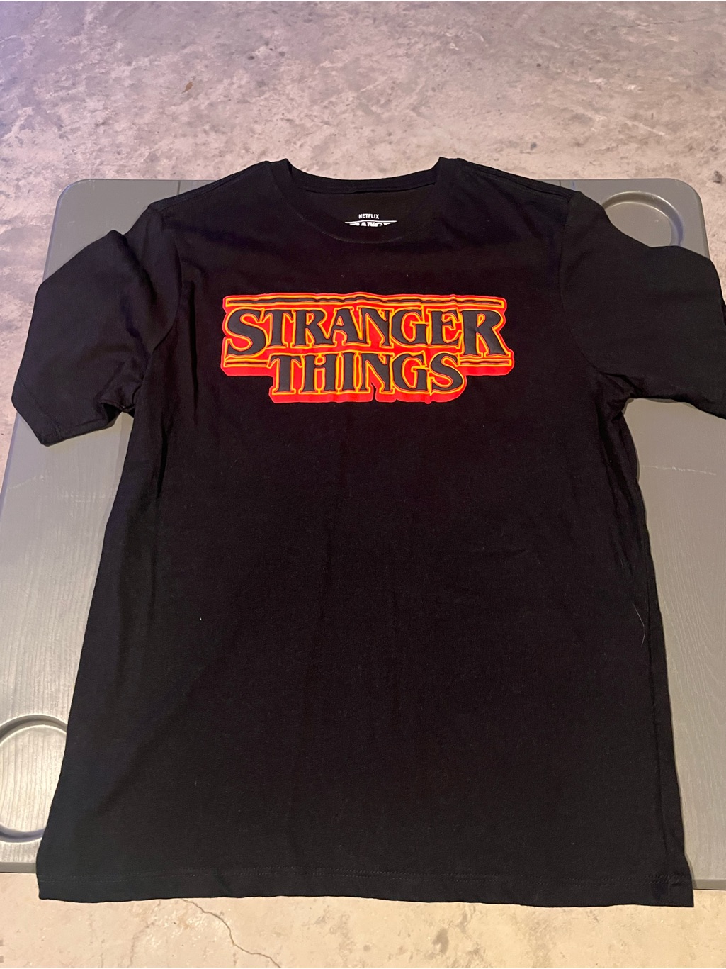 Netflix Stranger Things Black Tee With White Logo